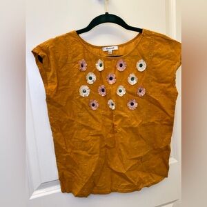 Madewell Embroidered Tassel Sunflower Top Extra Small